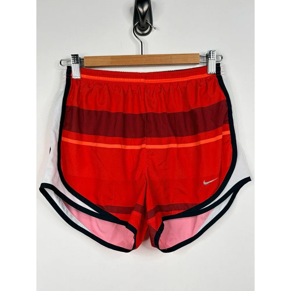 Nike Women's Red Colorblock Running Shorts Mesh Athletic Workout